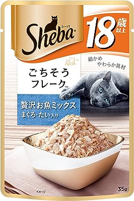 シーバ (Sheba) キャットフード リッチ 18歳以上 贅沢お魚ミックス まぐろ・たい入り 高齢猫用 35グラム (x 12) (まとめ買い)