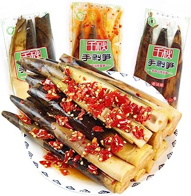 千秋即食手剥笋 ?袋即食手で皮をむいたタケノコ 麻辣零食 唐辛子 インスタントタケノコ 新鮮なタケノコ 老?味 网?零食 泡椒香辣味 酸辣脆笋尖2022年新笋 即食手剥笋 筍 竹子嫩芽笋 細かく刻んだタケノコ 中華食材 (唐辛子,1袋)