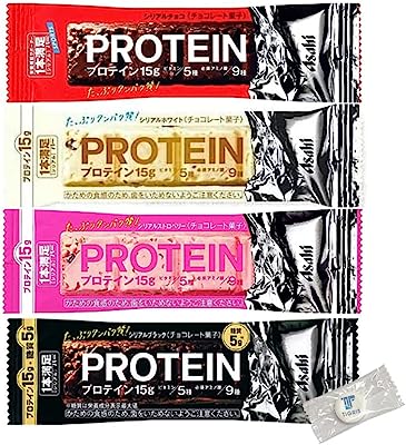 アサヒグループ食品 1本満足バー プロテイン 4種(チョコ･ホワイト･ストロベリー･ブラック)各9本 計36本 +ラムネ付き