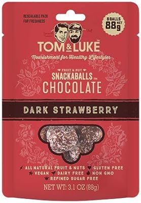 【トム＆ルーク】フルーツ＆ナッツ チョコレートボール（88g X 12袋・ストロベリー ダーク） グルテンフリー、エナジーボール、砂糖不使用、乳製品不使用、卵不使用、ヘルシー