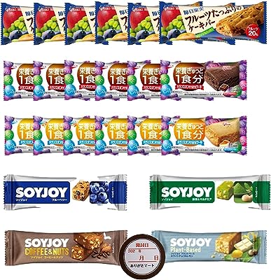 ソイジョイ 栄養補助食品バー ７種22個詰め合わせ 大塚製薬 ソイジョイ4種 ＋ 江崎グリコ 3種 バランスオンminiケーキ 2種＋ フルーツたっぷりのケーキバー SOYJOY ありがとマート開封日シール